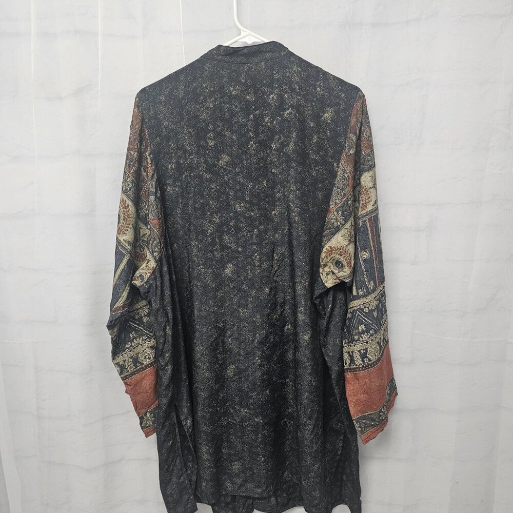Vintage Carole Little Tunic Blouse Shacket Minimalist Boho Retro Gray Rust 18W - Picture 5 of 10